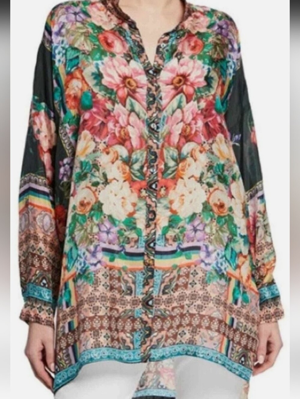Johhny Was Floral Bethia Silk Blouse